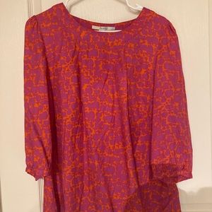 Boden Pink Orange floral silk blend US12